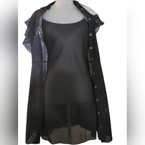 Theory Dress Color Black Size 00 BD Ruffle DR Nova Eyelet - Picture 6 of 10